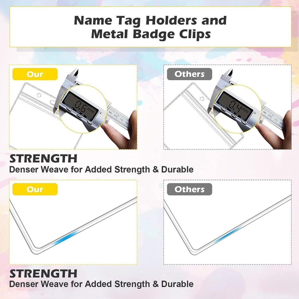 10 Sets Badge Holders and Metal Clips Clear Horizontal Name Tag ID Card Holder with Clip Waterproof ID Badge Holder with Metal Clips