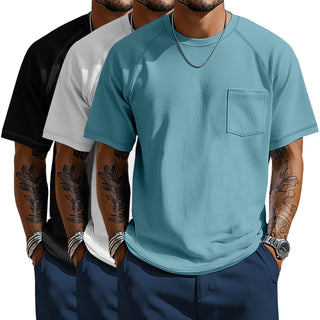 Neer 3 Pack Big and Tall Shirts for Men with Pocket XL-5XL Plus Size Crew Neck Raglan Short Sleeve Summer Casual T Shirts Tee