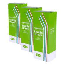 Amazon Basics Disposable Striped Plastic Flex Straws, BPA Free, Food-Safe, 7.5" Long, Assorted Colors, 100 Count