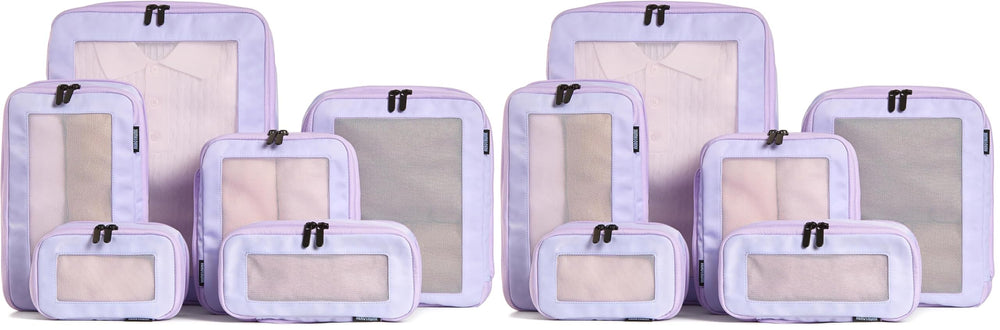 Aerotrunk Compression Packing Cubes for Travel - Luggage Organizer Bags - Double Zipper Packing Cubes for Suitcases (6-Pack, Beige)