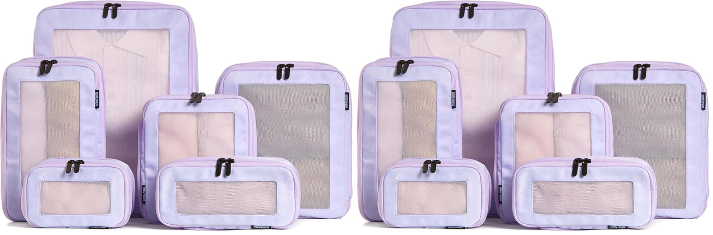 Aerotrunk Compression Packing Cubes for Travel - Luggage Organizer Bags - Double Zipper Packing Cubes for Suitcases (6-Pack, Beige)
