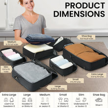 BAGAIL 4 Set/6 Set/8 Set Compression Packing Cubes Travel Accessories Expandable Packing Organizers (Half Mesh, 6-Black)