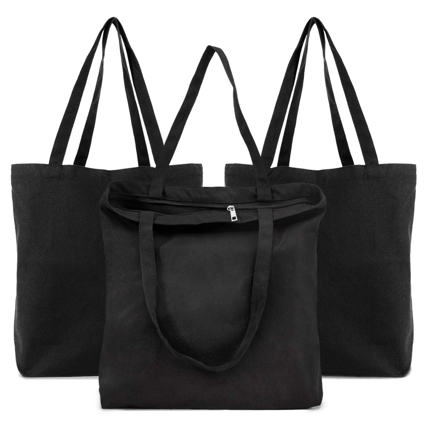 Segarty 6 Packs Canvas Tote Bag with Zipper, 16x13 inch Reusable Washable Grocery Shopping Bags with Handle Plain Canvas Totes for Women Teacher DIY Art Crafts Painting Embroidery Decoration
