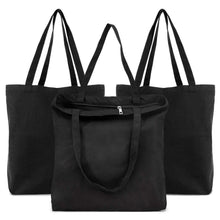 Segarty 6 Packs Canvas Tote Bag with Zipper, 16x13 inch Reusable Washable Grocery Shopping Bags with Handle Plain Canvas Totes for Women Teacher DIY Art Crafts Painting Embroidery Decoration