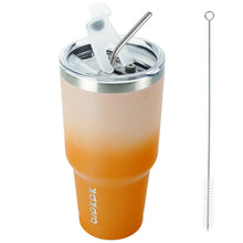 BJPKPK 30oz Stainless Steel Tumbler Color Block Insulated Tumblers Cup with Lid and Straw, Double Walled Travel Coffee Mug,Mint
