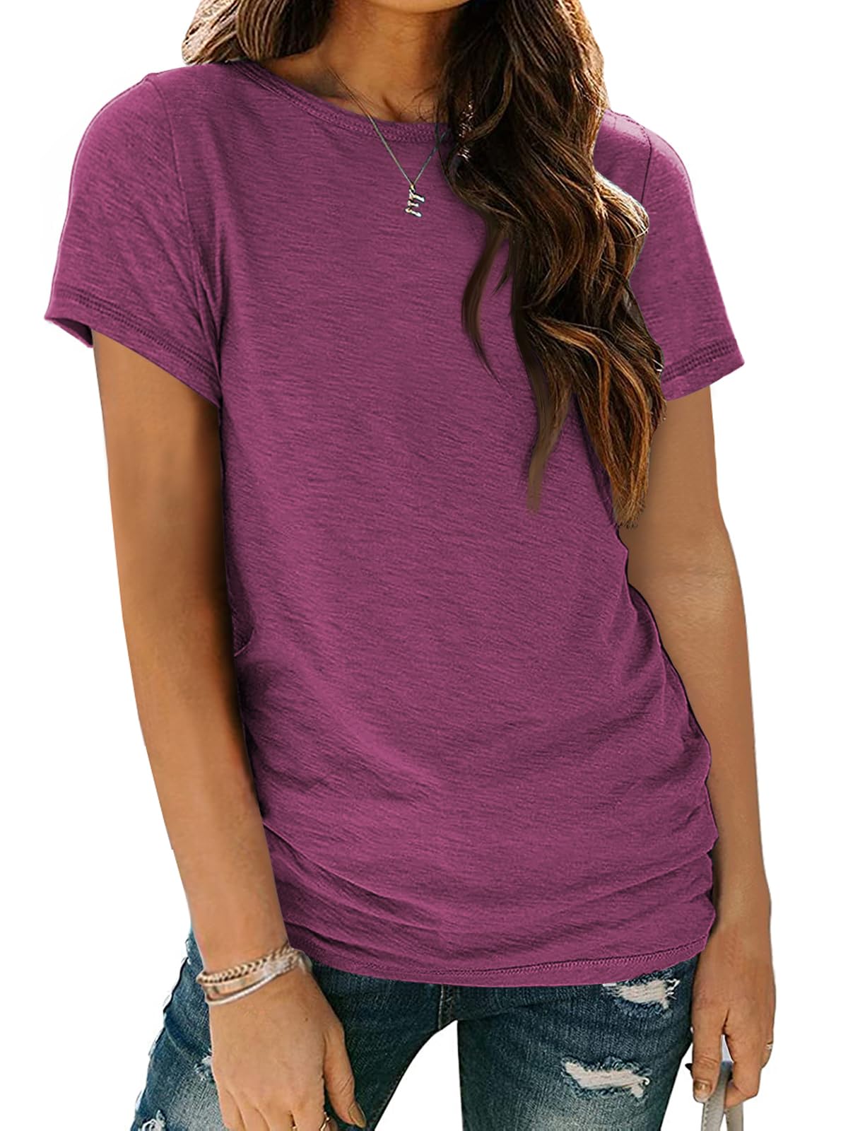 AUTOMET Women's Short Sleeve Shirts Summer Tops Crew Neck Basic Tees Casual Tshirts