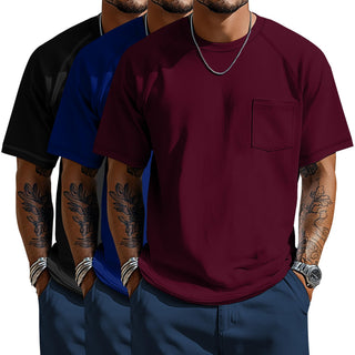 Neer 3 Pack Big and Tall Shirts for Men with Pocket XL-5XL Plus Size Crew Neck Raglan Short Sleeve Summer Casual T Shirts Tee