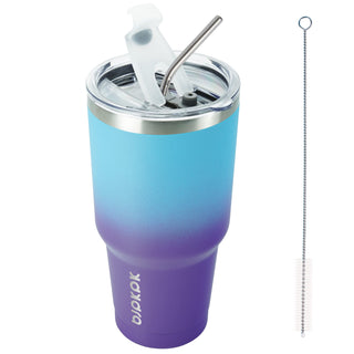 BJPKPK 30oz Stainless Steel Tumbler Color Block Insulated Tumblers Cup with Lid and Straw, Double Walled Travel Coffee Mug,Mint