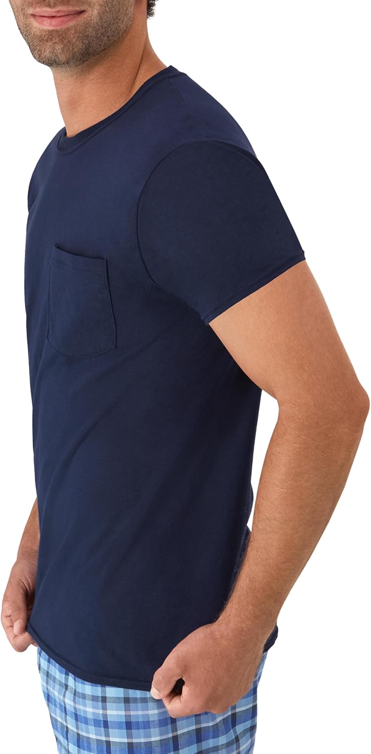Hanes Men's Pocket T-Shirt Pack, 6-Pack, Cool & Breathable Cotton Tees, Stay-Tucked Undershirts for Men