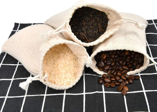 calary 5x6.9 Inch Double Canvas Drawstring Bag Cotton Pouch Gift Sachet Bags Muslin Bag Reusable Tea Bag (25pcs)