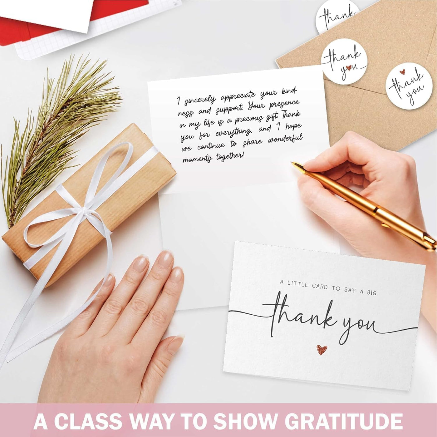 UnimaxPrint 52 Thank You Cards with Envelopes & Stickers (4 Designs), Minimalist 3x5” Thank You Notes for Teacher Appreciation, Weddings, Baby Showers & Small Business