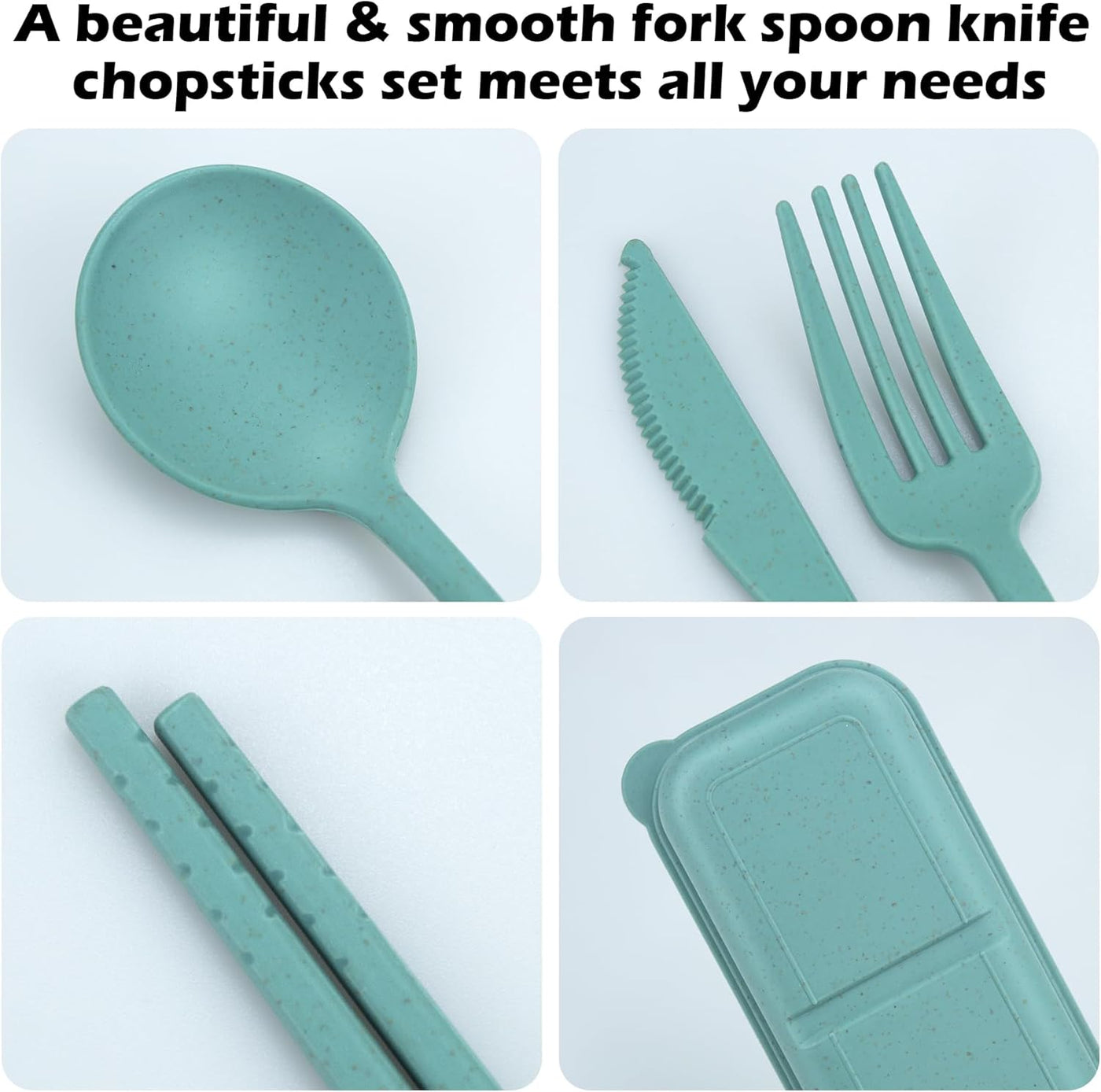 4 Sets Reusable Utensils Set with Case, Travel Utensils with Case, Reusable Utensils for Lunch Box Accessories, Portable Lunch Utensils Set for Travel Daily Use