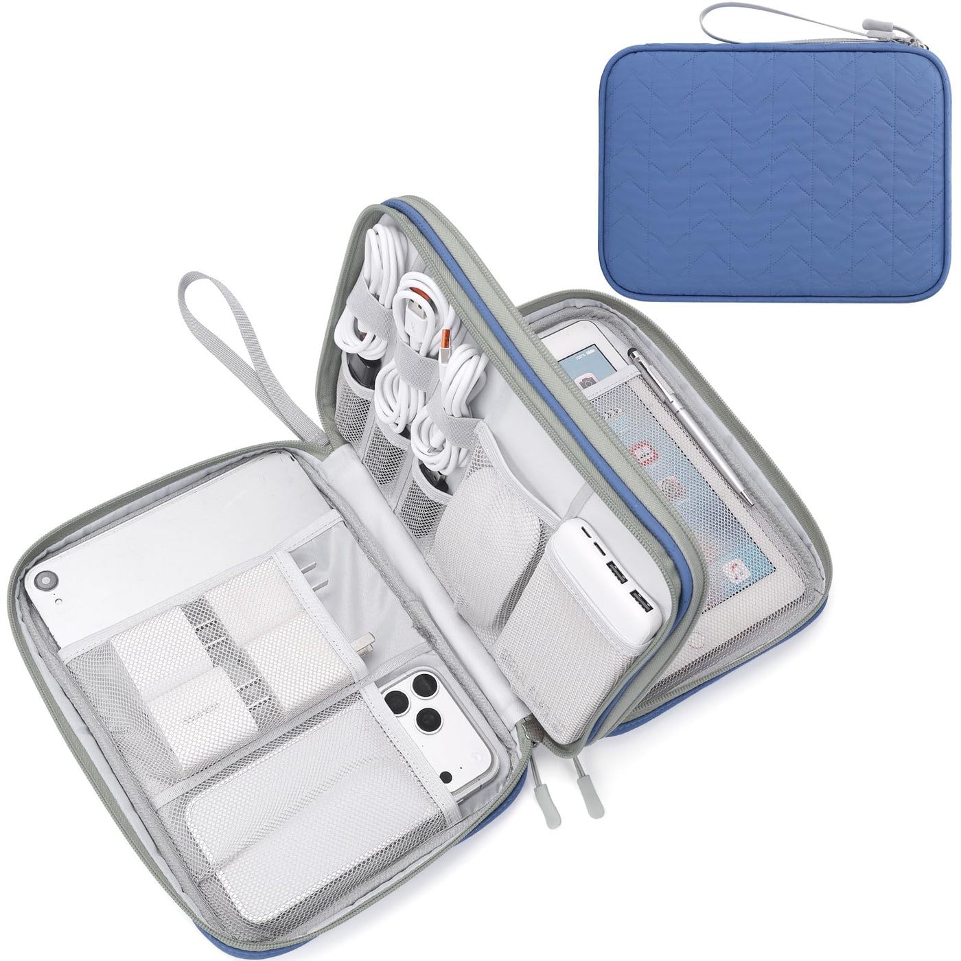 FYY Travel Cable Organizer Pouch Electronic Accessories Carry Case Portable Waterproof Double Layers All-in-One Storage Bag for Cord, Charger, Phone, Earphone Black