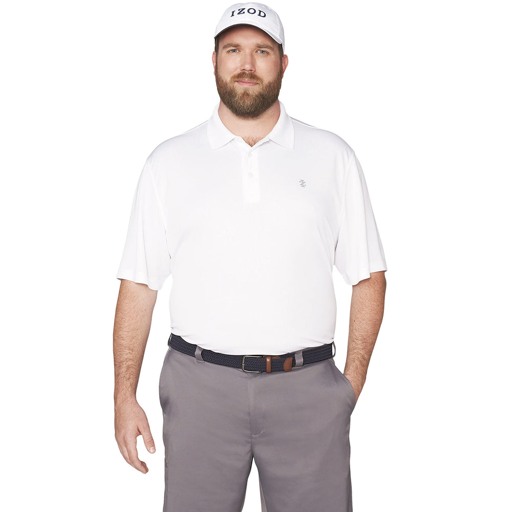 Izod Men's Performance Golf Grid Short Sleeve Stretch Polo Shirt