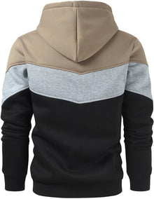 Gesean Men's Novelty Color Block Pullover Fleece Hoodie Long Sleeve Casual Sweatshirt with Pocket