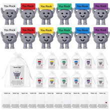 Gejoy 12 Pcs Pocket Hug Gift Set Tiny Rubber Figurines with Inspirational Message Organza Bags Glue Points Motivational Positive Gifts for Graduation Family Friends Colleagues Teachers(Stylish)