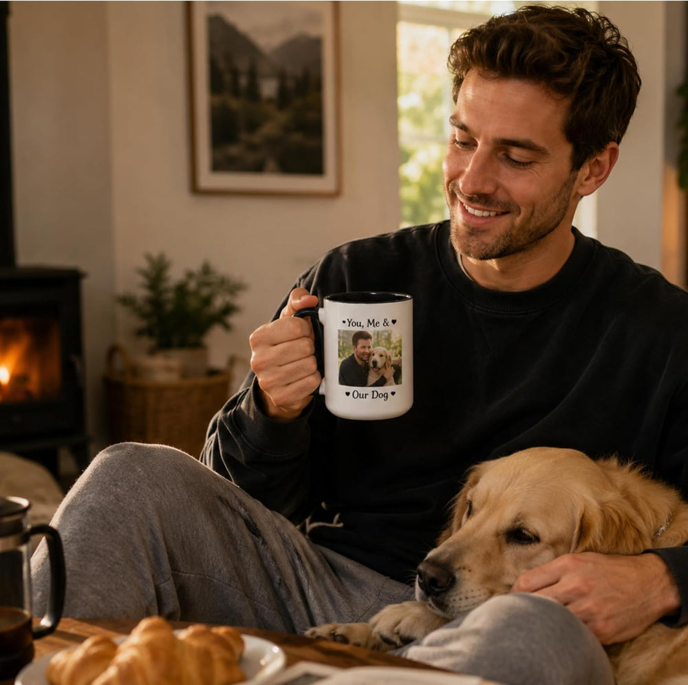 Customized 15oz Ceramic Coffee Mugs with Personalized Text and Photo Image Upload Novelty Gift, Personalize With Different Design And Images, Custom Gift (Black)