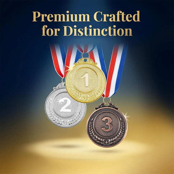 RAINFLOW 9 Pieces Gold Silver Bronze Award Medals - 1st 2nd 3rd Place Metal Olympic Style for Sports, Competitions, Talent Shows, 2 Inches Winner Medals with Neck Ribbon - hover image