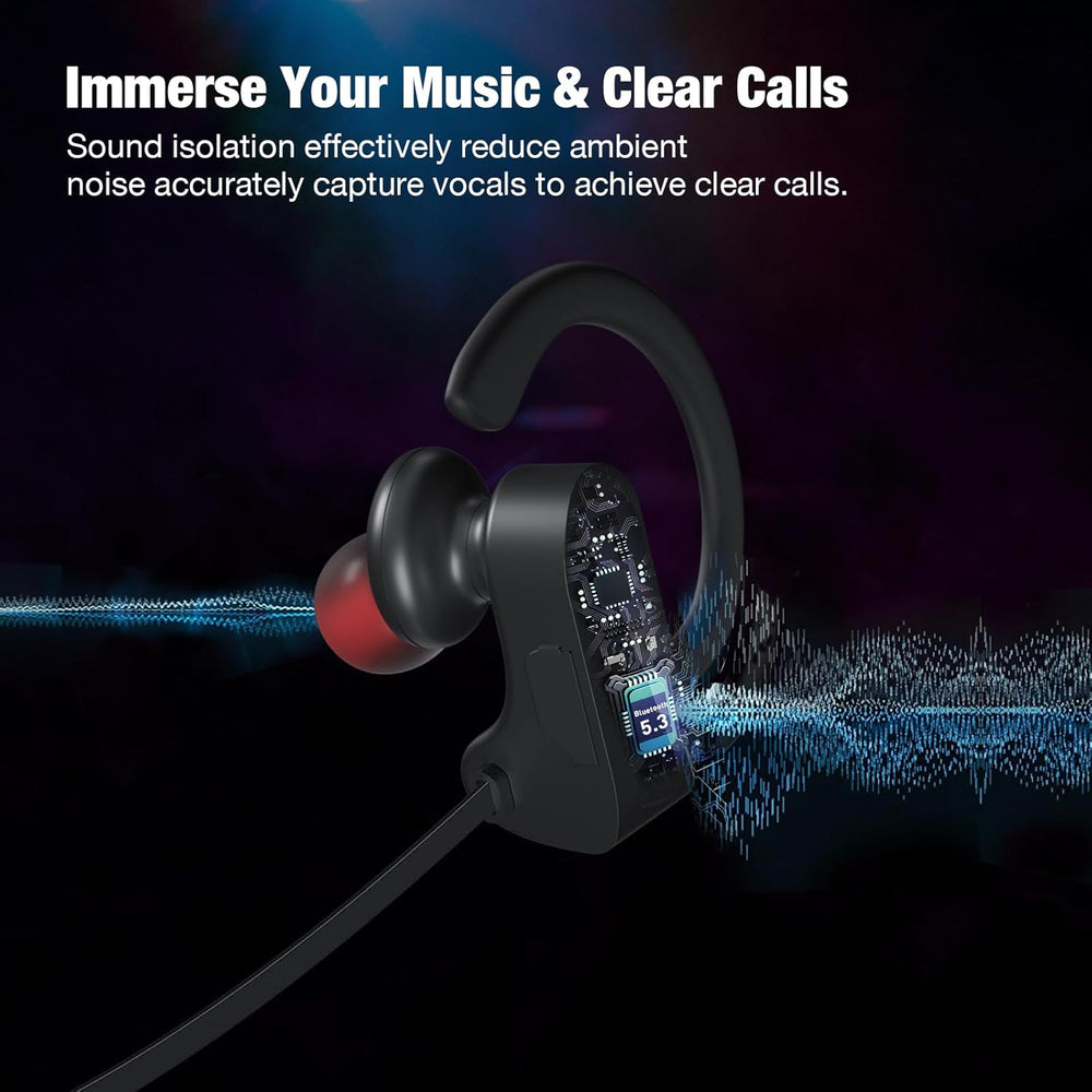 JOYWISE Bluetooth Wireless Headphones 16H Playtime Earbuds with Mic Stereo in-Ear Earphones, IPX7 Waterproof Sports Sound Isolation AI Music Creation Headsets for Running, Gym, Workout