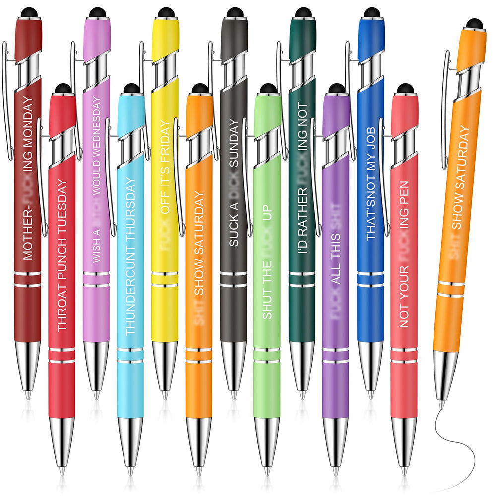 Zonon 12 Pcs Inspirational Pens Gift Set Funny Ballpoint Pen with Stylus Tip Motivational Graduation Gifts Bulk for Teacher Coworkers Nurse School Office Supplies(Morandi,Boss Lady)