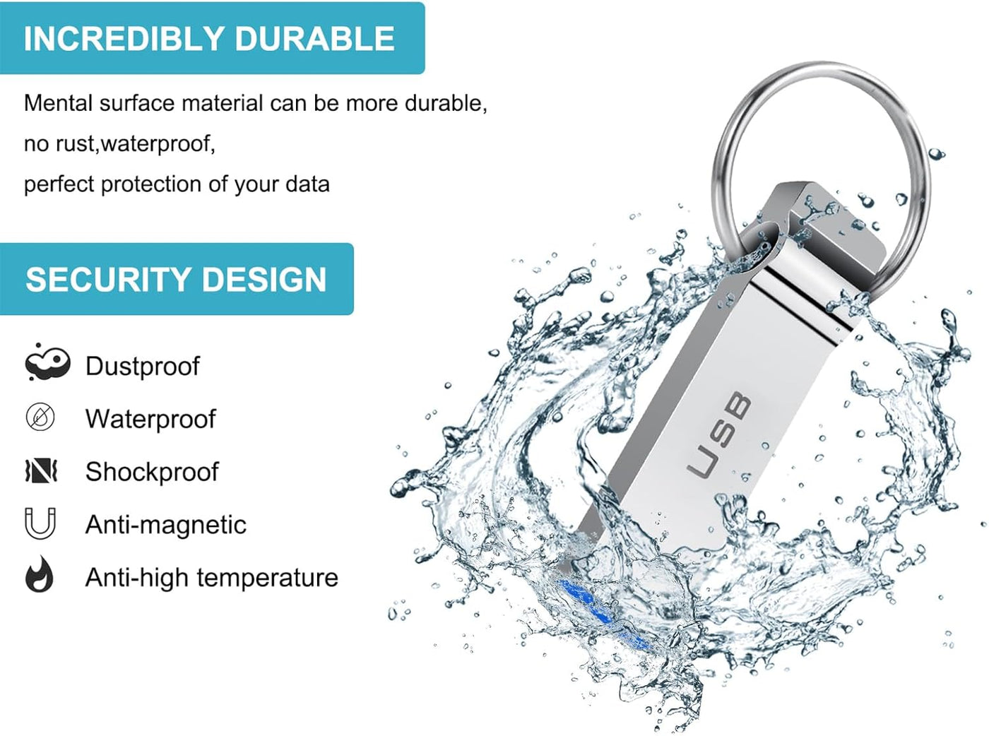 USB Flash Drive 230GB Waterproof USB Stick High Speed Memory Stick 230GB Ultra Large Storage Metal Thumb Drive with Keychain Design for Laptop Computer Tablet