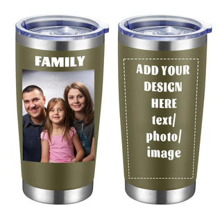 MEWAY Personalized Custom 12oz Wine Tumbler with Lid, Insulated Double Wall Vacuum Travel Tumbler Gifts with Text Photo Logo (Blue, 1pack)