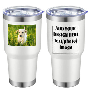 MEWAY Personalized Custom 12oz Wine Tumbler with Lid, Insulated Double Wall Vacuum Travel Tumbler Gifts with Text Photo Logo (Blue, 1pack)