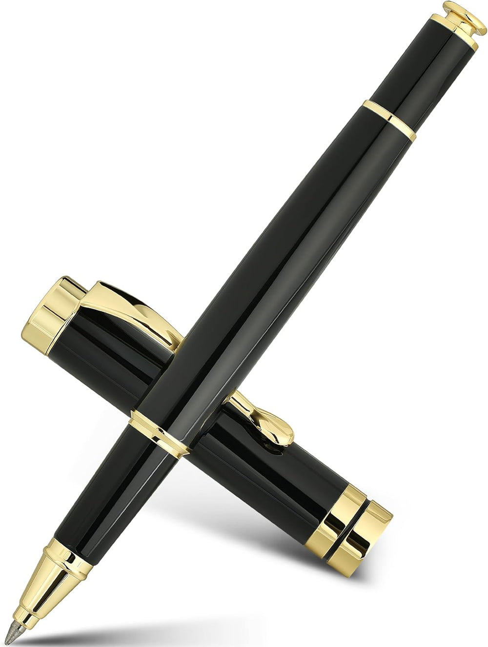 BEILUNER Ballpoint Pens, Stunning Black Chrome Metal Pen with Golden Trim, Best Ball Pen Gift Set for Men & Women, Professional, Executive, Office, Nice Pens-Gift Box with 0.5mm Black Extra Refill
