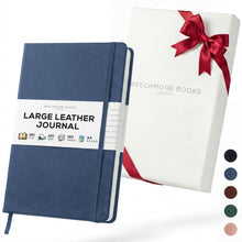 BEECHMORE BOOKS Premium Lined Leather Journal for Men & Women, 5" x 8" (A5) Thick 120gsm Ivory Cream Paper Notebook, Hardcover Vegan Leather Personal Diary, With Gift Box (Chestnut Brown)