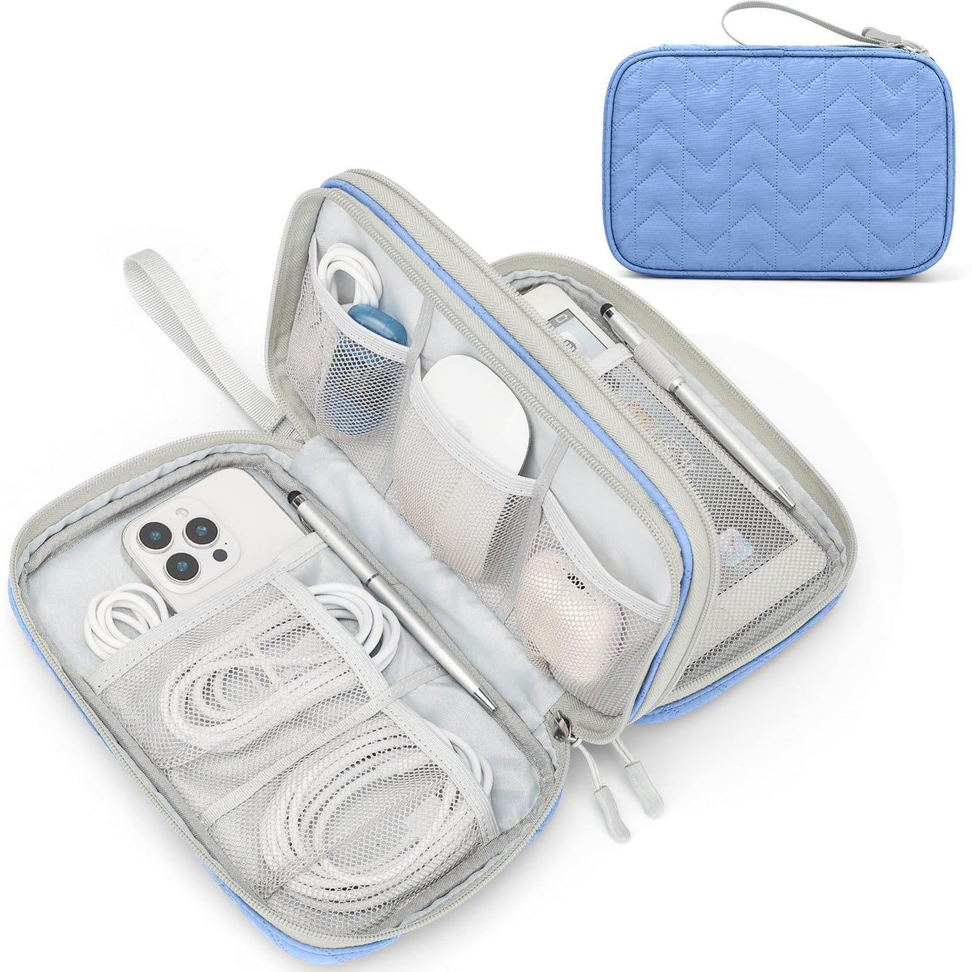 FYY Travel Cable Organizer Pouch Electronic Accessories Carry Case Portable Waterproof Double Layers All-in-One Storage Bag for Cord, Charger, Phone, Earphone Black