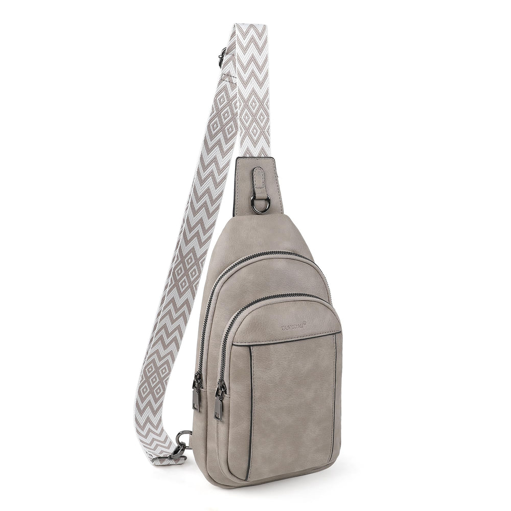 TANTOMI Sling Bag Crossbody Bags for Women Leather Cross Body Bag Trendy Fanny Pack Chest Travel Purse with Adjustable Strap
