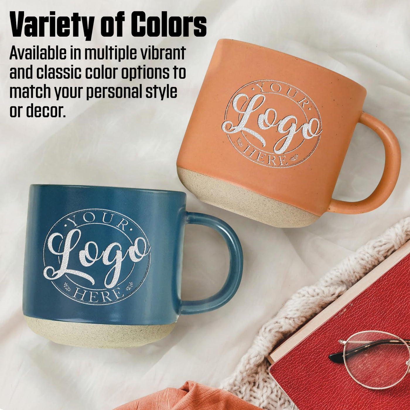Custom Logo Pottery Mug - Personalized Business or Company Branding Coffee Cup - Professional Design Office Gift for Teams