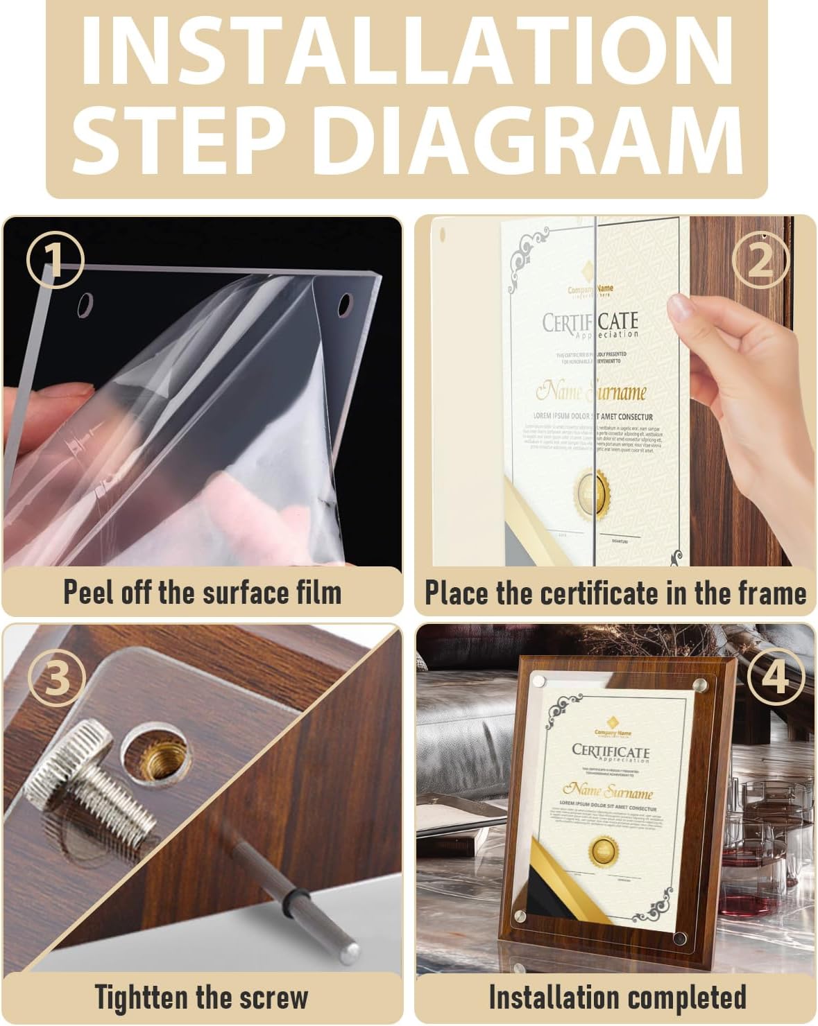 WOCOCN Trophy Award, Wood Plaque, Employee Appreciation Plaques, Decorative Signs & Plaques, Certificate Frames 14.88 x 11.22in, Slide in A4 Paper, Applicable to Appreciation,Recognition, Diploma, Thank You, Retirement, Anniversary (Wood Certificate Plaqu