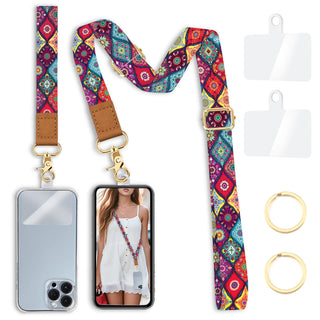 Yonlevres Flower Phone Lanyard Crossbody Strap, Floral Cell Phone Lanyards for around the Neck Wristlet Wrist Strap Adjustable for Keys Case Accessories Travel Essentials