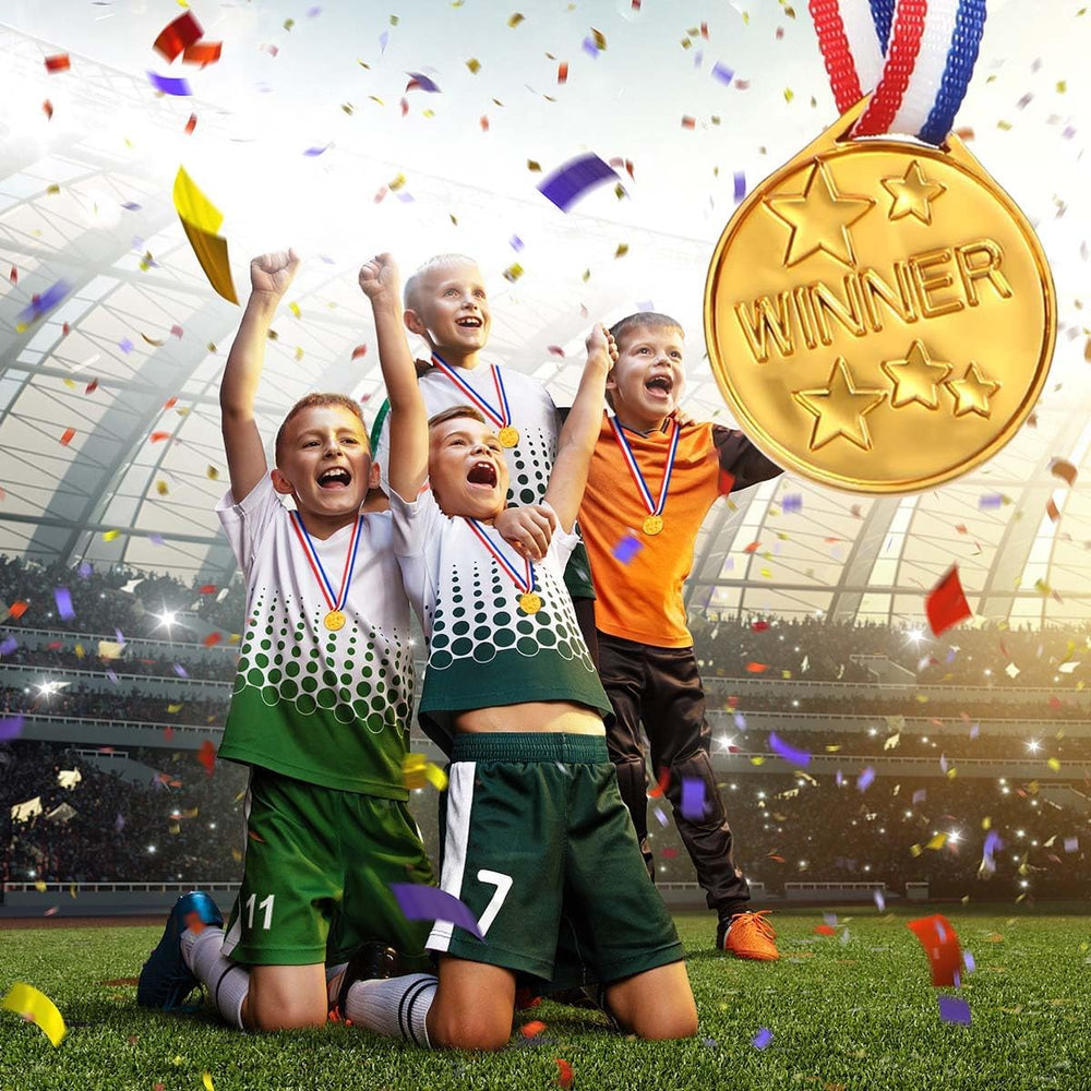 KISEER 40 Pieces Plastic Gold Winner Award Medals Bulk for Sports, Games Competitions, Party Favors and Decorations