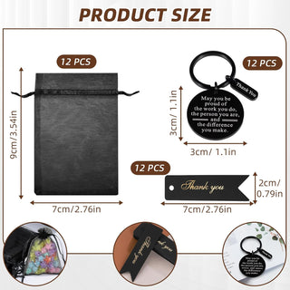 36 Pcs Employee Appreciation Gifts Bulk Thank You Keychains for Coworkers Teams Volunteers Appreciation Keychain Organza Bags