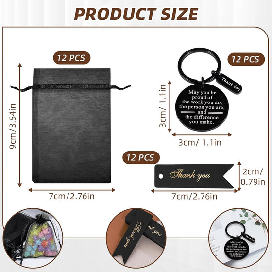 36 Pcs Employee Appreciation Gifts Bulk Thank You Keychains for Coworkers Teams Volunteers Appreciation Keychain Organza Bags - hover image