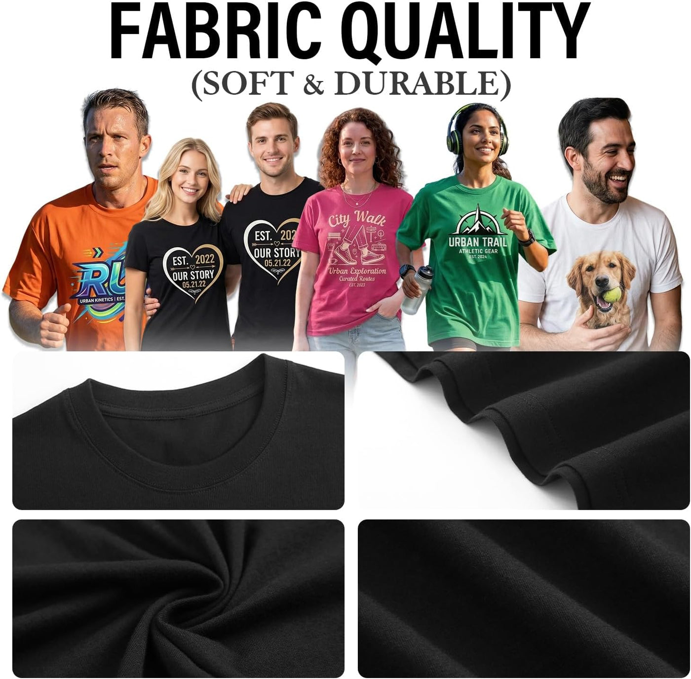 Custom T Shirts with Photo/Logo/Text - Personalized Comfort Cotton Tee for Men Women Design Your Own Shirt Front & Back Print