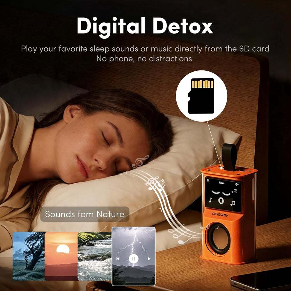 Smart AI Alarm Clock - Sophia Interactive Voice Controlled Bedside Clock, WiFi Network Speaker with Emoji Display, Intelligent Sleep Assistant & Water Reminder,Tech Gift for Men, Women & Office