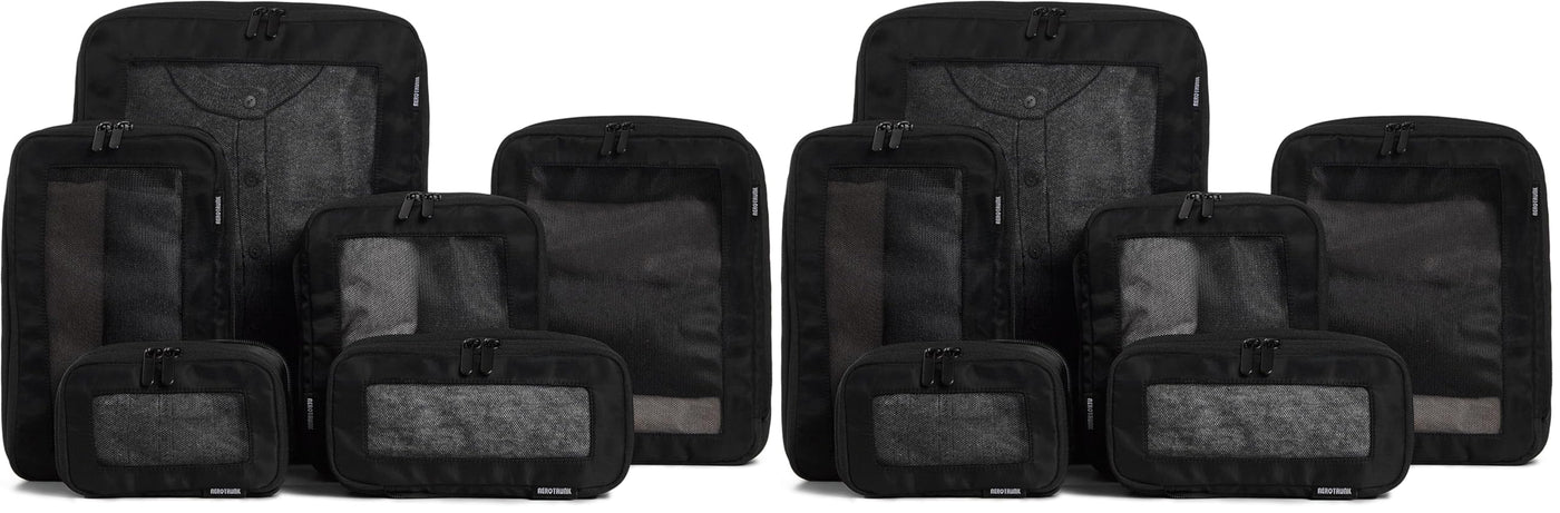 Aerotrunk Compression Packing Cubes for Travel - Luggage Organizer Bags - Double Zipper Packing Cubes for Suitcases (6-Pack, Beige)