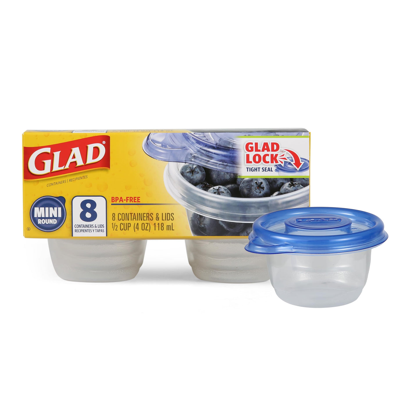 Glad GladWare Medium Rectangle Food Storage Containers with Lids, BPA Free Plastic for Soups Salads and Meal Prep, Airtight Leak Resistant, Microwave Dishwasher Freezer Safe, 24 Oz, 5 Count