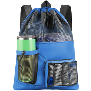 HOHOM Swim Mesh Beach Bag, Waterproof Gym Bags for Women and Men, Large Pool Bag Swimming Gear Drawstring Backpack