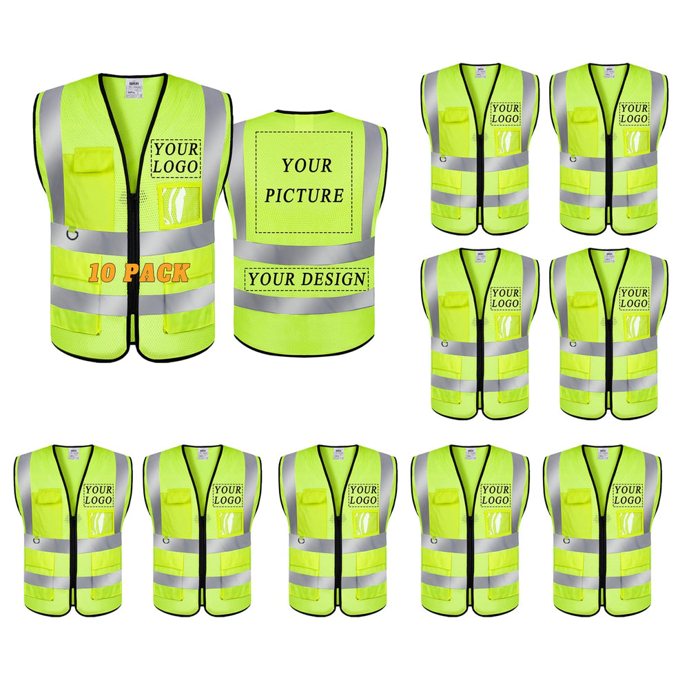 BeautyWill Custom Safety Vest Logo Class 2 High Visibility Reflevtive Vest Outdoor Protective Workwear