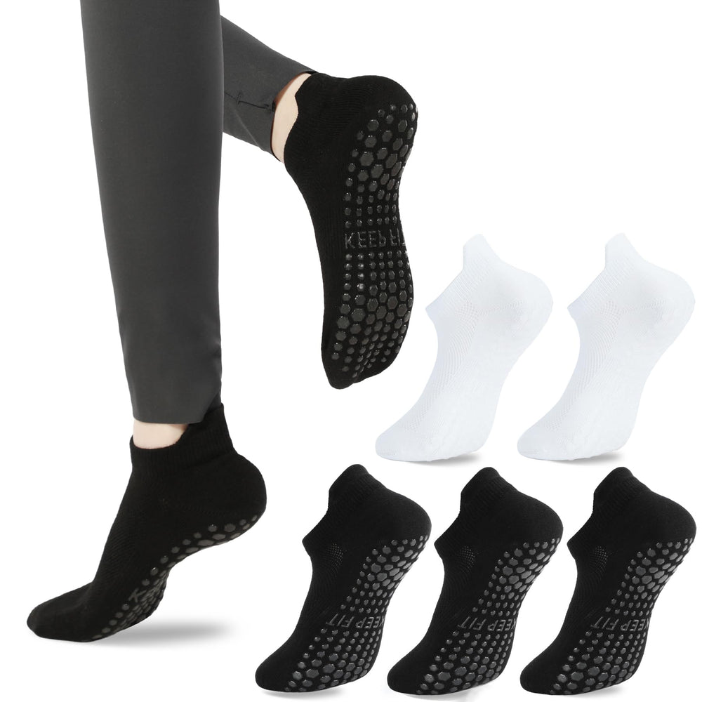 loudashuaiqi Grip Pilates Socks Non Slip Athletic Yoga Socks with Grips for Women Grippy socks for Hospital Workout Barre