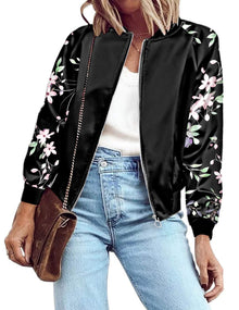 Zeagoo Women's Bomber Jacket Lightweight Zip Up Jacket Casual Striped Jacket Coat Outerwear Windbreaker with Pockets