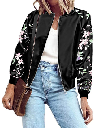 Zeagoo Women's Bomber Jacket Lightweight Zip Up Jacket Casual Striped Jacket Coat Outerwear Windbreaker with Pockets