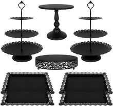 Fivenl 8 Pcs Cake Stand Gold Metal Dessert Table Display Set, 3-Tier Cupcake Stand, Cake Display Tower and Cookie Tray Rack Serving Tray for Birthday Party, Weddings, Baby Shower (Gold)