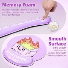 Kingdder 4 Pcs Dumpster Mouse Pad Kit Mouse Wrist Rest, Purple Funny Cute Fire Large Desk Mat, Keyboard Wrist Rest, Coaster, Ergonomic Desk Mat Gaming Work Home Office Accessories Supplies Decor