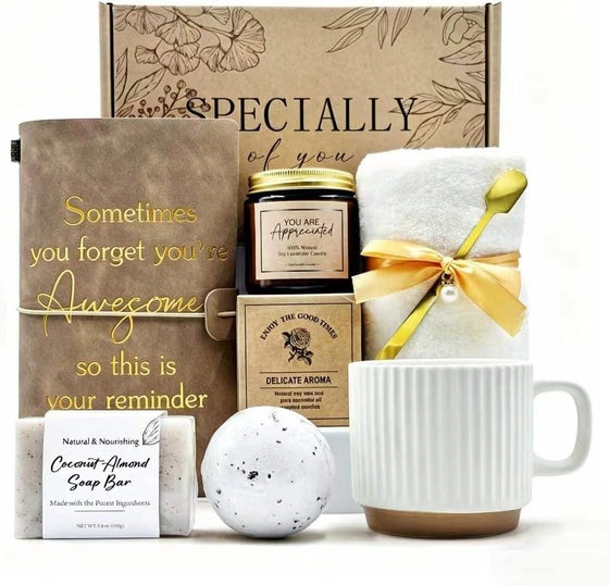 Thank You gift Set for Women & Men - New Employee Welcome, Coworker Farewell, Teacher Appreciation, Office Gift Baskets for Social Worker, Secretary, Going Away Gift (White)