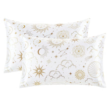 EXQ Home Silky Satin Pillowcase for Hair and Skin,Printed Pillow Cases Standard Size Set of 2 Satin Pillow Case 2 Pack with Envelope Closure(Ink Leaf, 20x26)